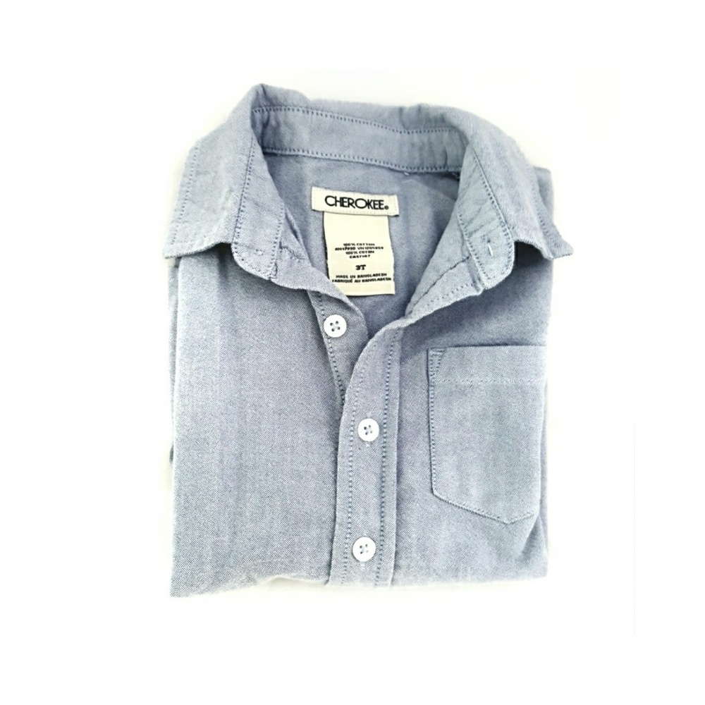 3/$30 // Cherokee Blue Cotton Toddler Oxford Shirt - Picture 1 of 8